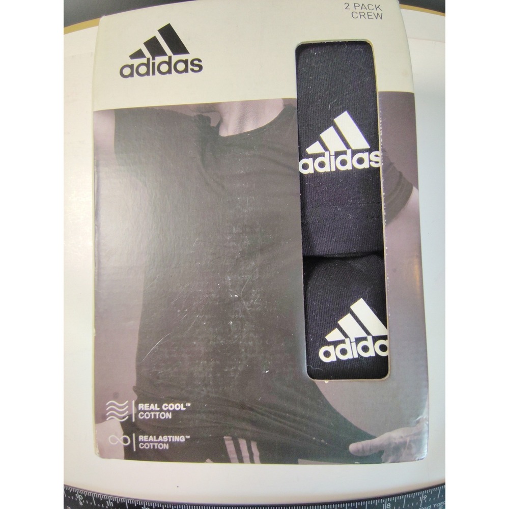 Adidas 2 Pack Crewneck T-Shirts Black Active Flex Cotton Small 4A2M04